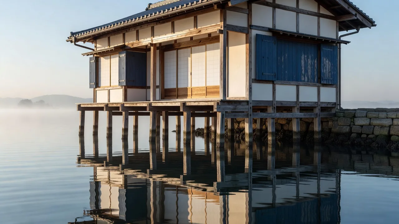 水辺の日本家屋